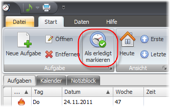 Aufgabe als erledigt markieren