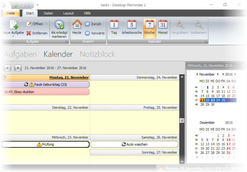Wochen-Kalender-Ansicht