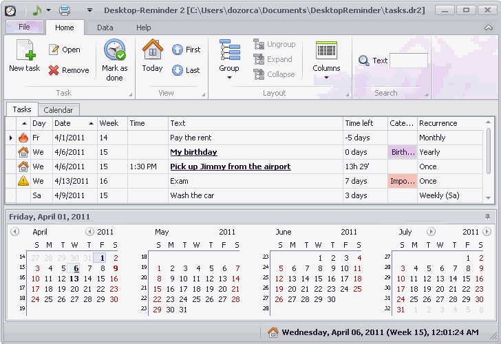 Desktop-Reminder demo