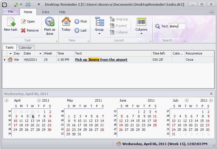 Search and find task with help of the text filter